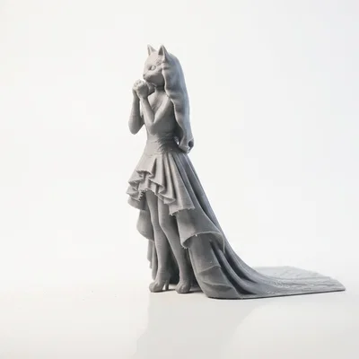 Mô hình 3D cô nàng mèo siêu mẫu (Cat Supermodel Figurine)