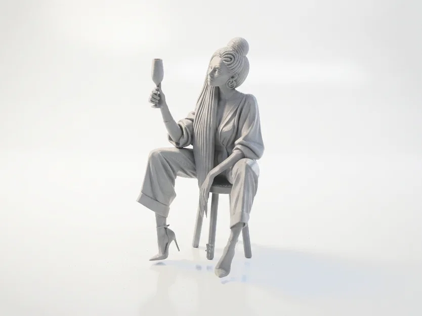 Mô hình Figurine Cô gái Champagne thanh lịch - File 3D in ấn - Image 1