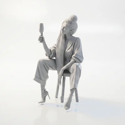 Mô hình Figurine Cô gái Champagne thanh lịch - File 3D in ấn