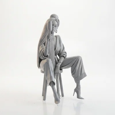 Mô hình Figurine Cô gái Champagne thanh lịch - File 3D in ấn