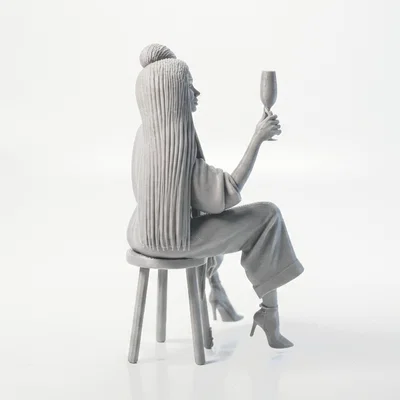 Mô hình Figurine Cô gái Champagne thanh lịch - File 3D in ấn