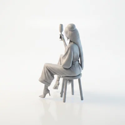 Mô hình Figurine Cô gái Champagne thanh lịch - File 3D in ấn