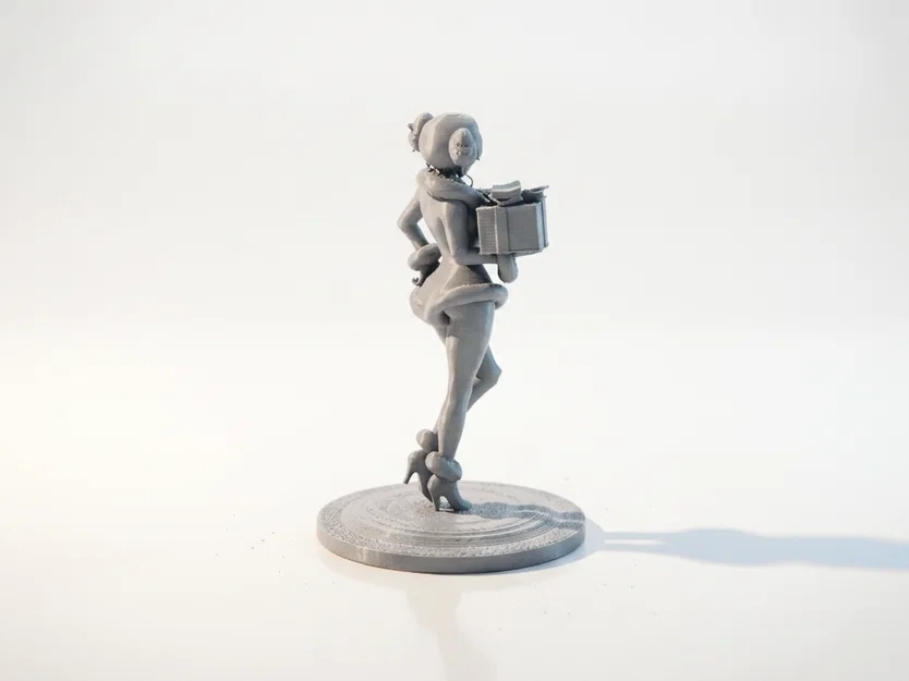 Mô hình 3D cô gái Giáng sinh cầm quà tặng - Tượng trang trí in 3D - Image 3