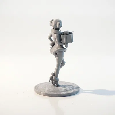 Mô hình 3D cô gái Giáng sinh cầm quà tặng - Tượng trang trí in 3D