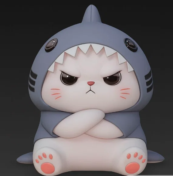 Mô hình Mèo Cá Mập Cute Shark Kitten trang trí bàn làm việc cực xinh - Image 1
