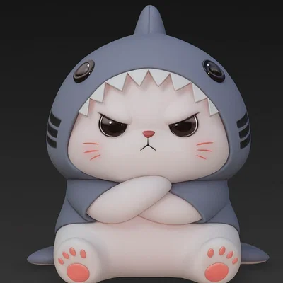Mô hình Mèo Cá Mập Cute Shark Kitten trang trí bàn làm việc cực xinh