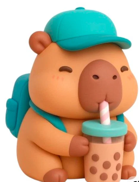 Mô hình 3D Capibara uống trà sữa đáng yêu cho bàn làm việc - Image 1