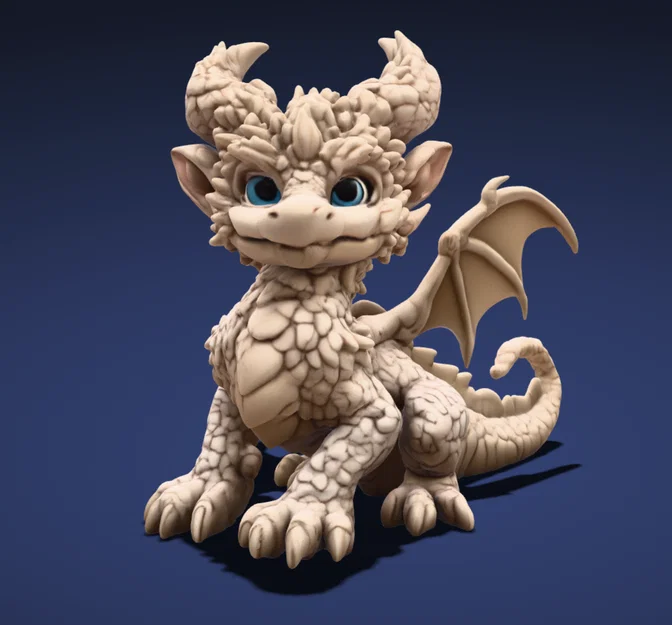 Mô hình rồng con dễ thương (Cute Baby Dragon) in 3D siêu nét - Image 1