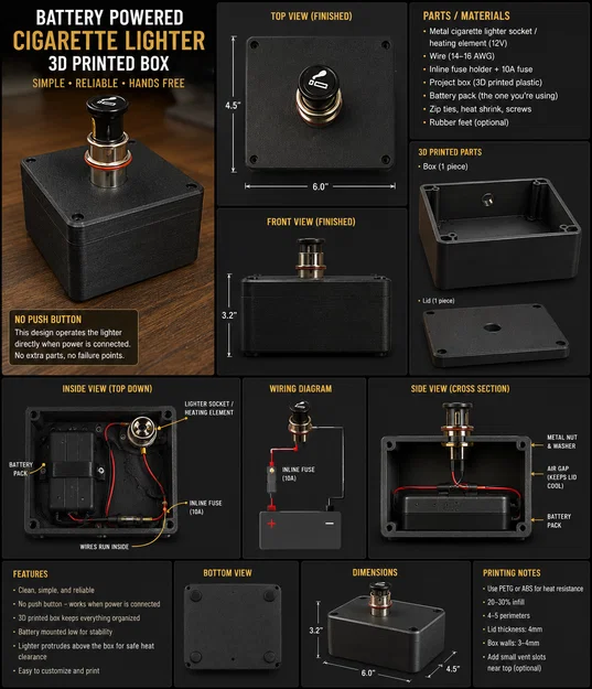 Tự chế hộp bật lửa để bàn độc đáo từ tẩu thuốc ô tô (DIY Lighter Box) - Image 1
