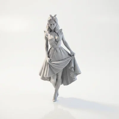 Mô hình 3D nhân vật nữ phong cách đồng quê - Cottage Girl Figurine