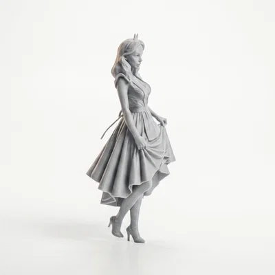 Mô hình 3D nhân vật nữ phong cách đồng quê - Cottage Girl Figurine