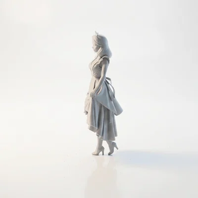 Mô hình 3D nhân vật nữ phong cách đồng quê - Cottage Girl Figurine