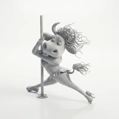 Mô hình 3D cô bò nhảy múa đáng yêu