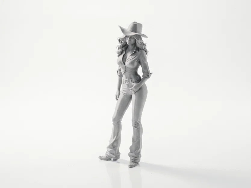 Mô hình Cowgirl mặc quần Jeans - File in 3D nghệ thuật - Image 1