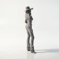 Mô hình tượng Cowgirl miền Tây (3D Printable) - Thumbnail 3
