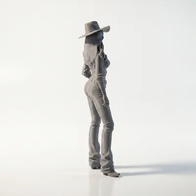 Mô hình tượng Cowgirl miền Tây (3D Printable)