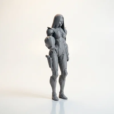 Mô hình tượng nữ Cyborg phong cách Sci-Fi in 3D