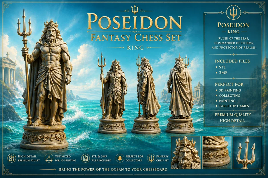 Poseidon King – Quân cờ vua giả tưởng Poseidon - Image 1