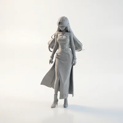 Mô hình 3D Nữ Nhân Mặc Váy Rồng - Dragon Dress Lady Fantasy Figurine
