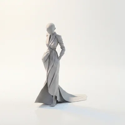 Tượng nữ trang trí tối giản - Mô hình 3D không mặt thanh lịch