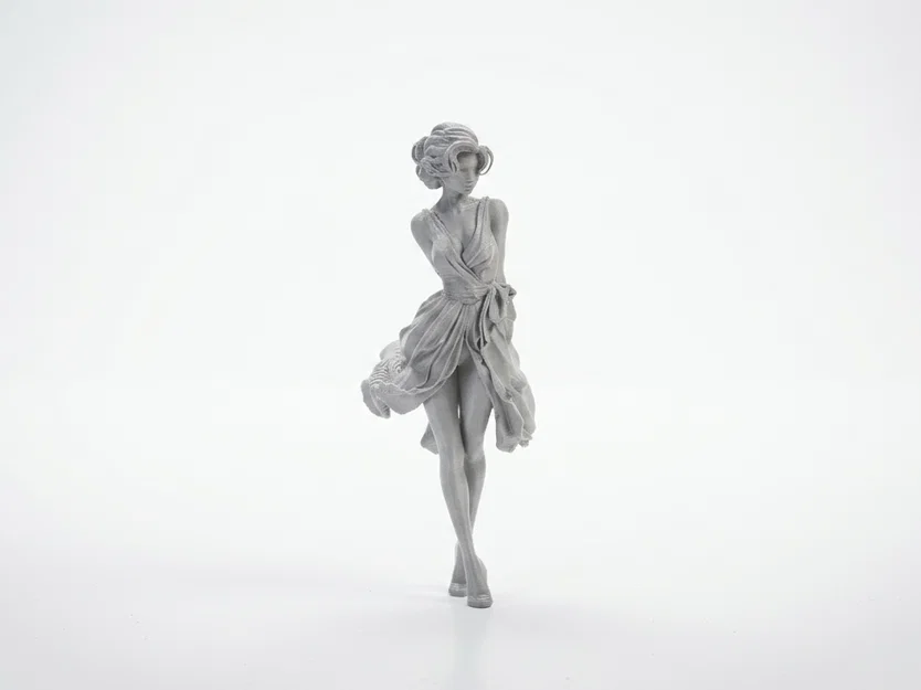 Mô hình 3D Tượng Quý Cô Thanh Lịch với Váy Xòe Duyên Dáng - Image 1