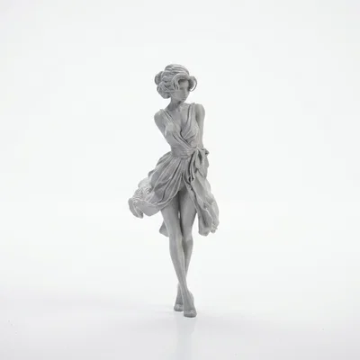 Mô hình 3D Tượng Quý Cô Thanh Lịch với Váy Xòe Duyên Dáng