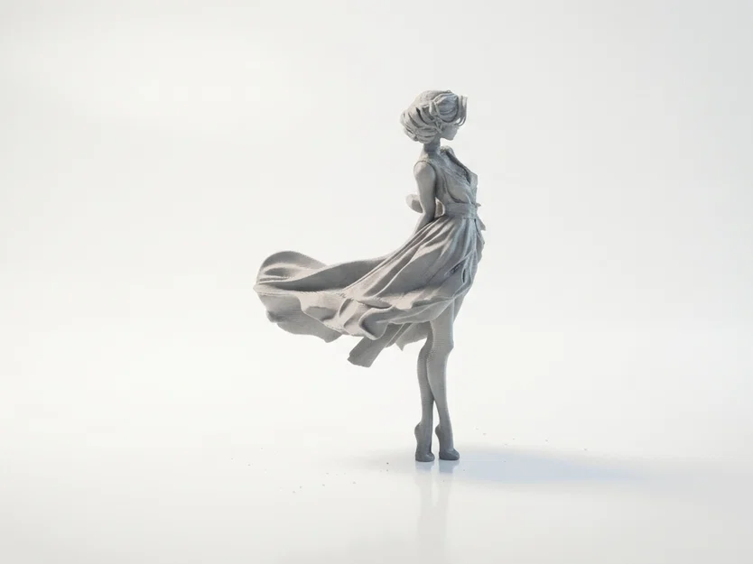 Mô hình 3D Tượng Quý Cô Thanh Lịch với Váy Xòe Duyên Dáng - Image 2