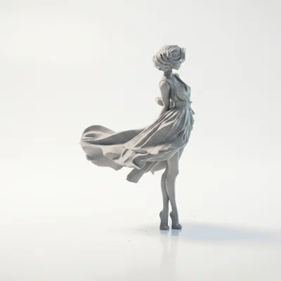 Mô hình 3D Tượng Quý Cô Thanh Lịch với Váy Xòe Duyên Dáng