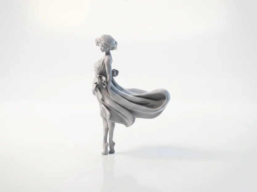 Mô hình 3D Tượng Quý Cô Thanh Lịch với Váy Xòe Duyên Dáng - Image 4