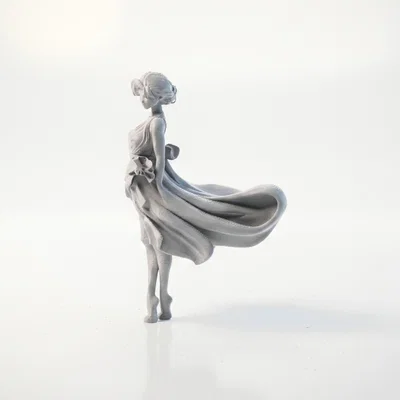 Mô hình 3D Tượng Quý Cô Thanh Lịch với Váy Xòe Duyên Dáng