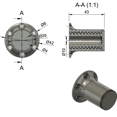 Chân đế nội thất 3D có thể điều chỉnh độ cao (43-71 mm)
