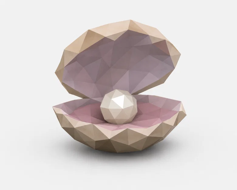 Mô hình Vỏ Sò Low Poly trang trí để bàn - File in 3D độc đáo - Image 1