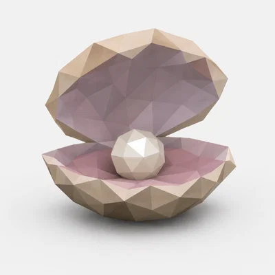 Mô hình Vỏ Sò Low Poly trang trí để bàn - File in 3D độc đáo