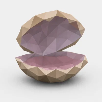 Mô hình Vỏ Sò Low Poly trang trí để bàn - File in 3D độc đáo