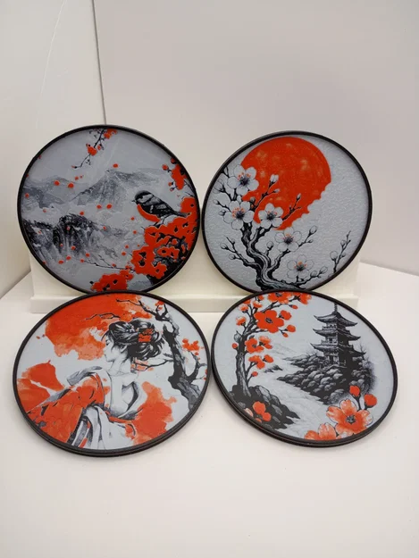 Nghệ thuật Nhật Bản, Bộ đế lót ly Sakura - Image 5