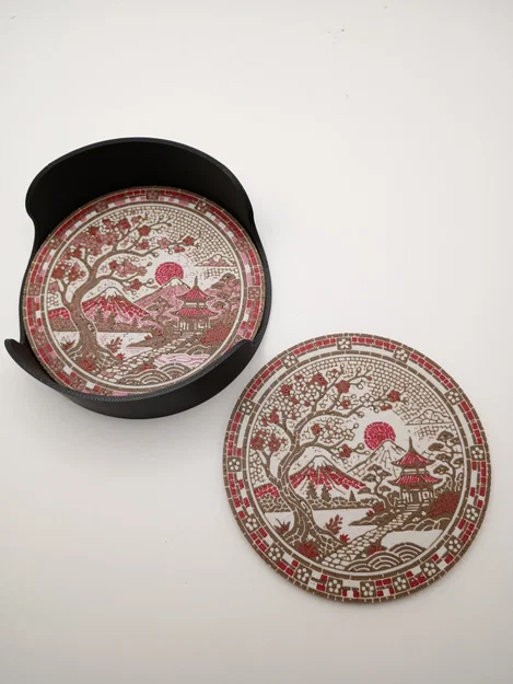 Bộ đế lót ly họa tiết Mosaic Nhật Bản - Image 2