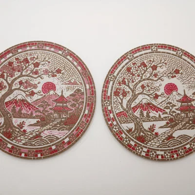 Bộ đế lót ly họa tiết Mosaic Nhật Bản