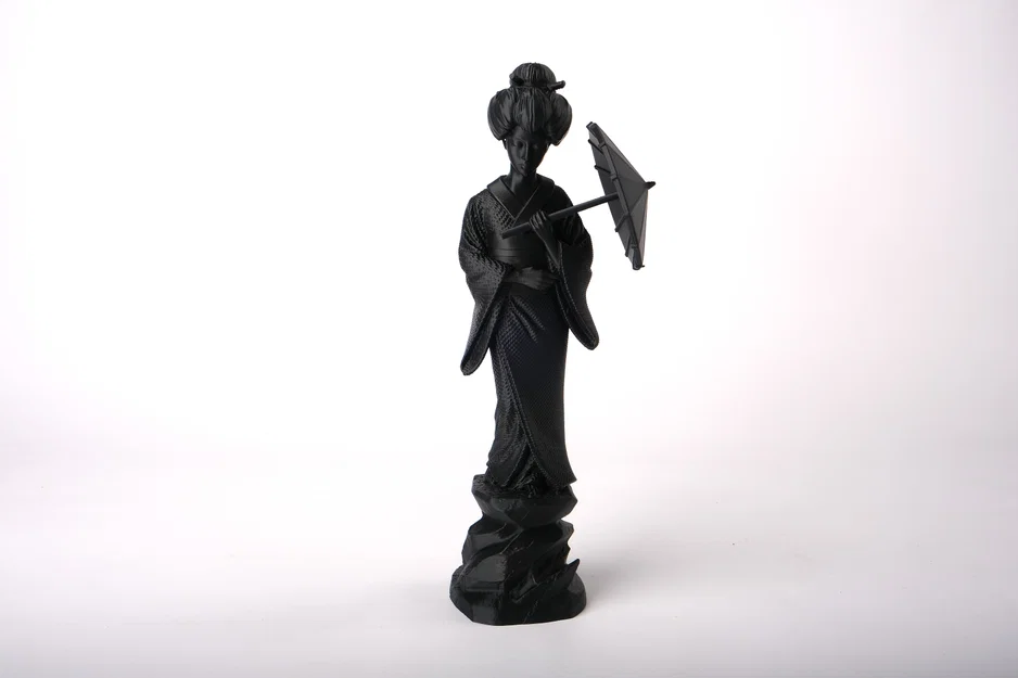 Tượng điêu khắc Geisha cầm dù - Image 2