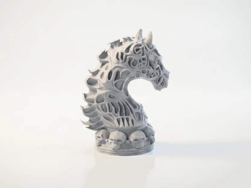 Mô hình in 3D quân cờ hiệp sĩ đầu lâu phong cách Gothic - Image 3