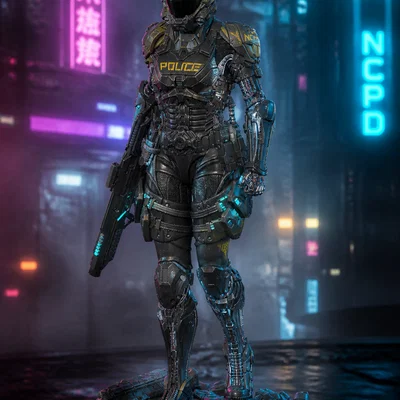 Mô hình nữ cảnh sát SWAT phong cách Cyberpunk 2077 để in 3D