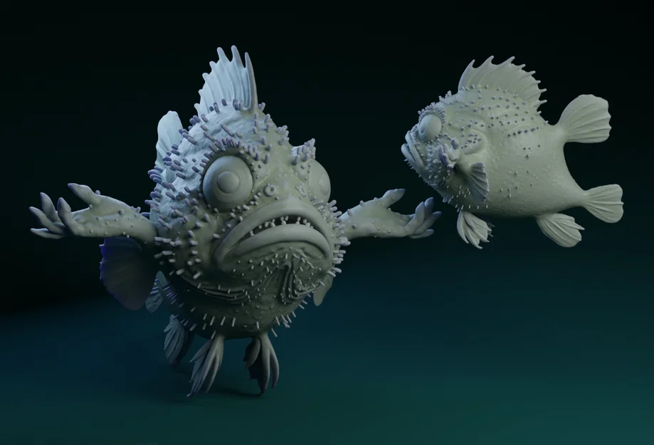 Mô hình 3D chú cá Shrug Fish với biểu cảm nhún vai hài hước - Image 1
