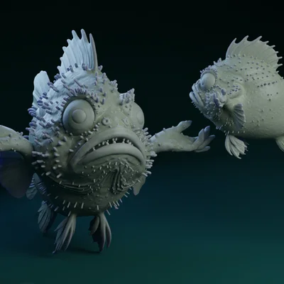 Mô hình 3D chú cá Shrug Fish với biểu cảm nhún vai hài hước