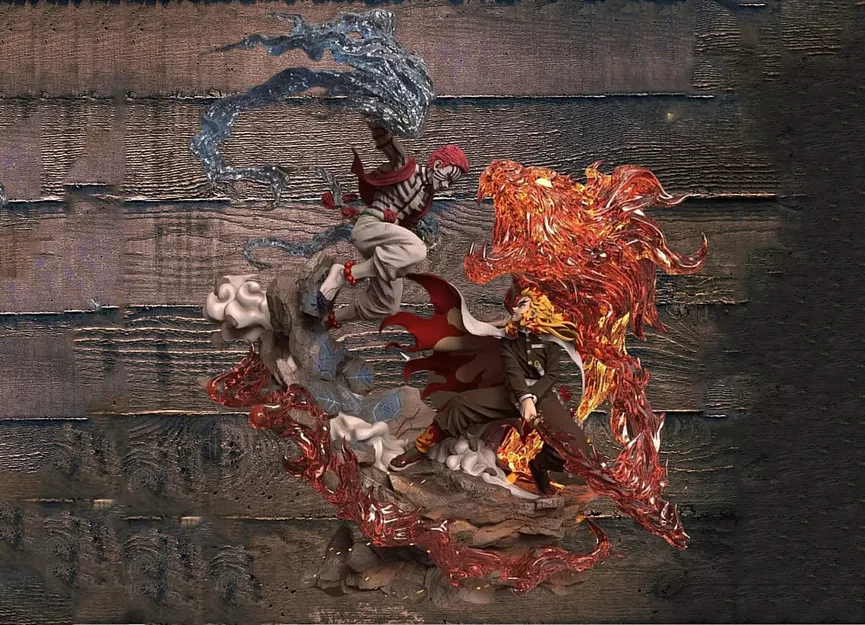 Mô hình 3D Rengoku đối đầu Akaza (Demon Slayer) chất lượng cao - Image 2
