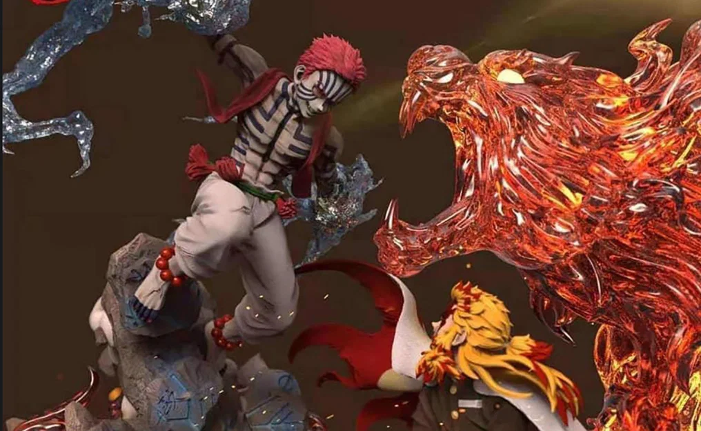 Mô hình 3D Rengoku đối đầu Akaza (Demon Slayer) chất lượng cao - Image 3