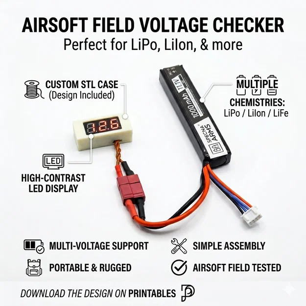 Thiết bị đo điện áp pin cầm tay nhỏ gọn cho Airsoft (LiPo/Li-Ion) - Image 1
