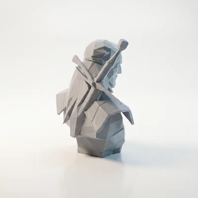 Tượng Geralt The Witcher Phong Cách Brutalist In 3D