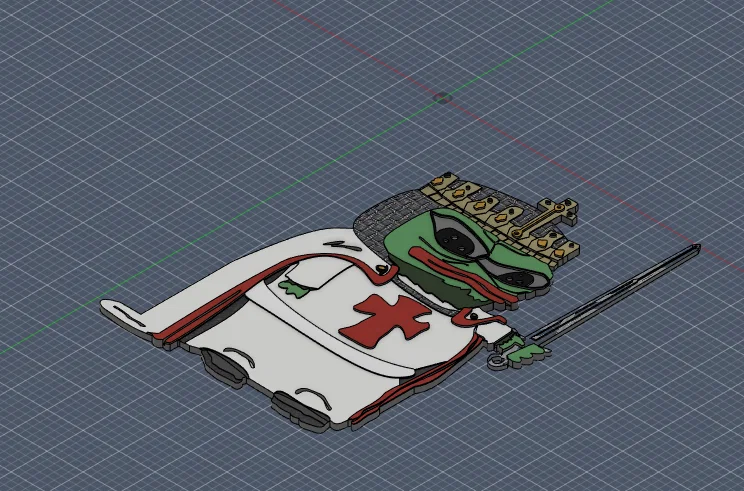Mô hình 3D Crusader Pepe trang trí bàn làm việc độc lạ - Image 1
