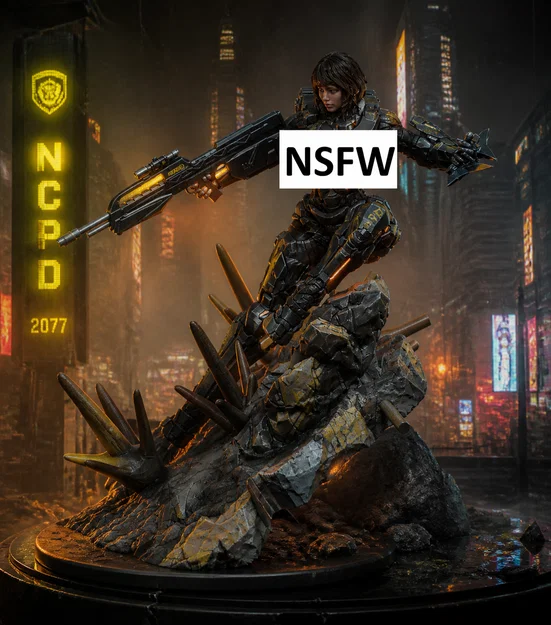 Mô hình 3D Cyberpunk 2077 Battle Girl cho người đam mê in ấn - Image 1