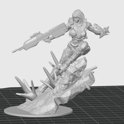 Mô hình 3D Cyberpunk 2077 Battle Girl cho người đam mê in ấn