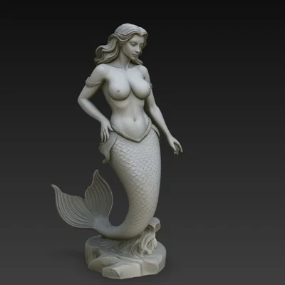Mô hình 3D nàng tiên cá (Mermaid Statue) nghệ thuật tinh xảo
